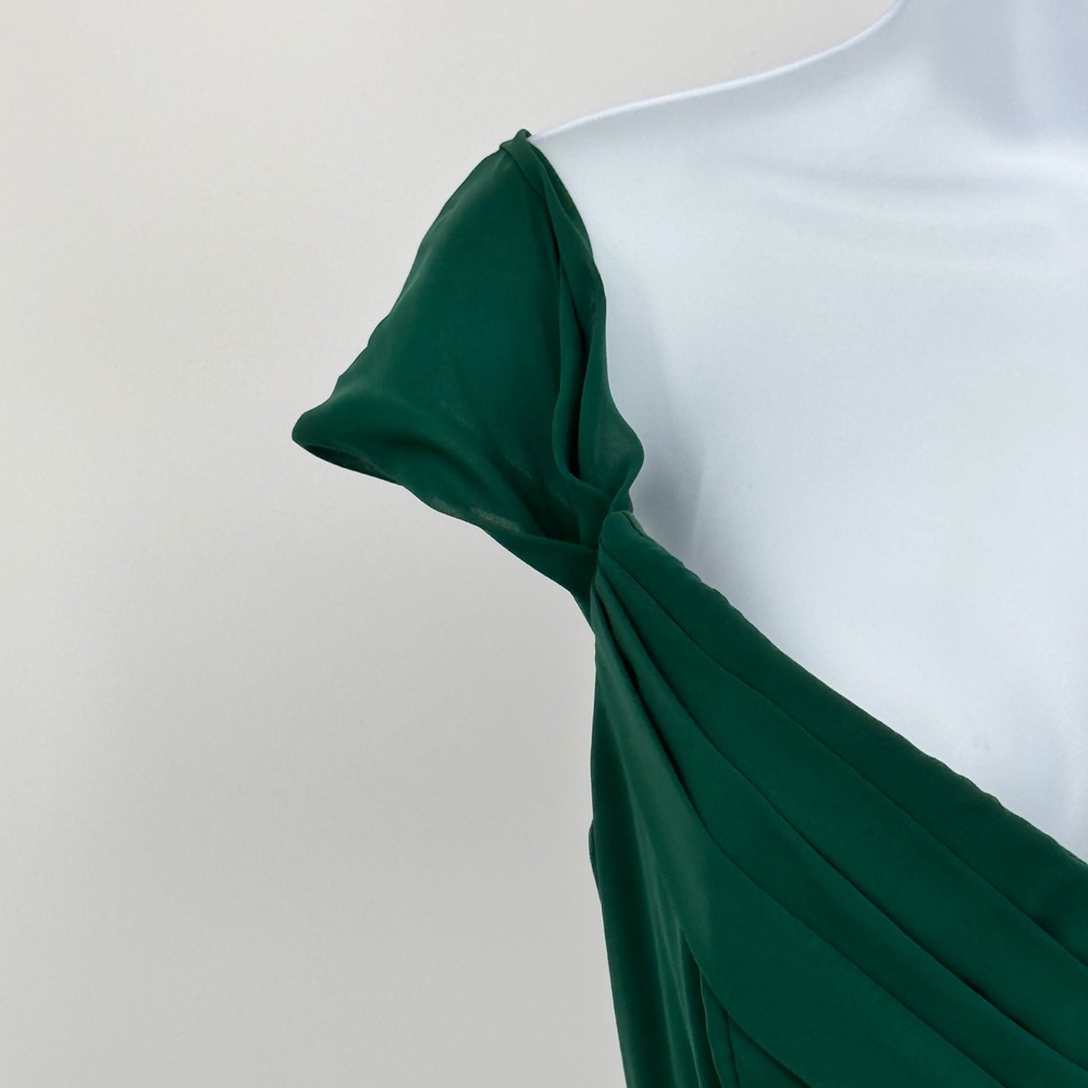 New Social Bridesmaids Womens 6 Hunter Green Chiffon OffShoulder Gown Long Dress - Picture 6 of 13